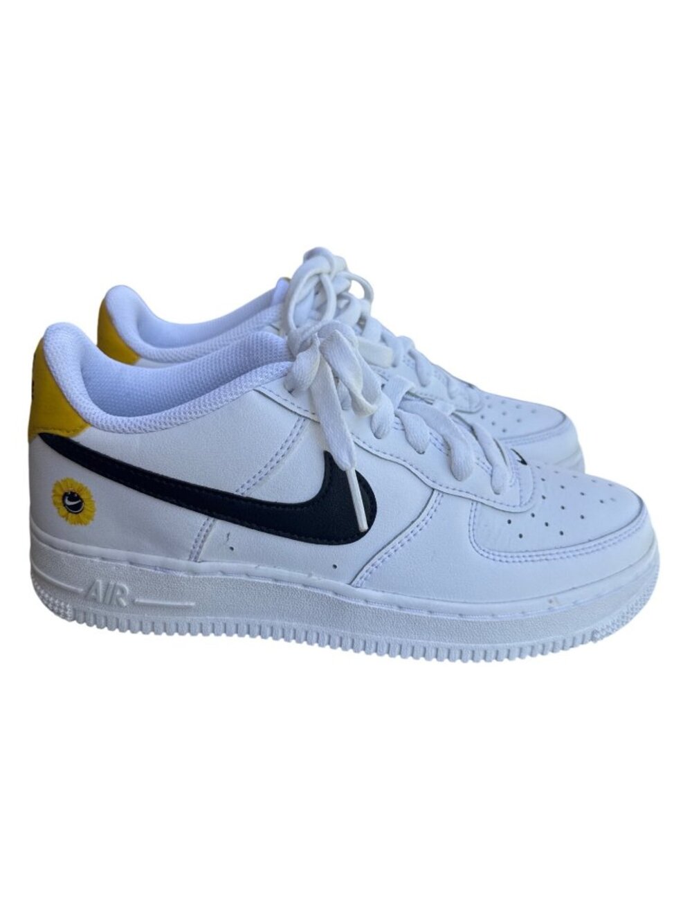 Nike Air Force 1 LV8 Sunflower Shoes White Black Youth 5.5Y DM0983-100